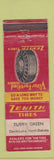 Matchbook Cover - Zenith Tires Tubby Green Devils Lake ND WORN