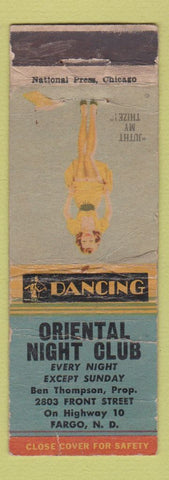 Matchbook Cover - Oriental Night Club Fargo ND pinup WORN