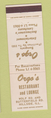 Matchbook Cover - Orgo's Restaurant Lounge Hillside IL