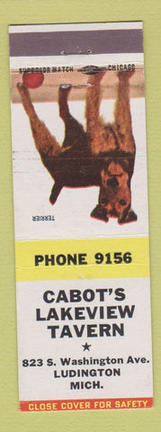 Matchbook Cover - Cabot's Lakeview Tavern Ludington MI Terrier