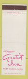 Matchbook Cover - Gratiot Inn Port Huron MI