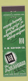 Matchbook Cover - AW Haydon Company Waterbury CT