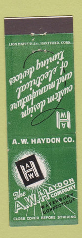 Matchbook Cover - AW Haydon Company Waterbury CT