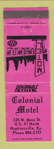 Matchbook Cover - Colonial Motel Hopkinsville KY