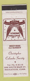 Matchbook Cover - Christopher Colombo Society Naugatuck CT WEAR