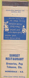 Matchbook Cover - Sunset Restaurant Morrisdale NB