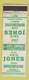 Matchbook Cover - Obie Jones Travis County State Rep Election WEAR