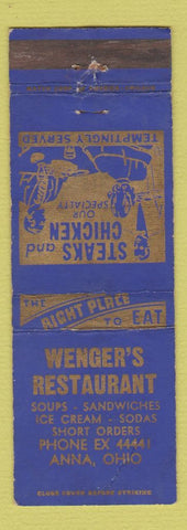 Matchbook Cover - Wenger's Restaurant Anna OH WEAR