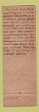 Matchbook Cover - Sequoyah State Park Wagoner OK