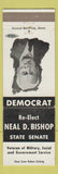 Matchbook Cover - Neal D Bishop State Senator Election MI?