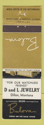 Matchbook Cover - Bulova Watches D and L Jewelry Dillon MT