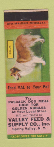 Matchbook Cover - Valley Feed and Supply Spring Valley NY Pascack Dog Food