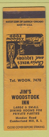 Matchbook Cover - Jim's Woodstock Inn Cumberland Hill RI