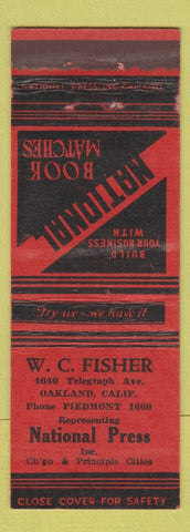 Matchbook Cover - WC Fisher National Book Matches Oakland CA