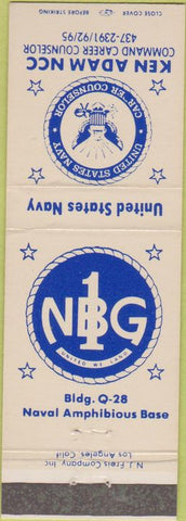 Matchbook Cover - Naval Amphibious Base United States Navy
