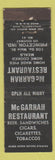 Matchbook Cover - McGarrah Restaurant Princeton IN WEAR