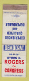 Matchbook Cover - Byron Rogers for Congress Election WEAR