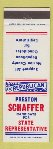 Matchbook Cover - Preston Schaffer for State Representative election