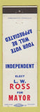 Matchbook Cover - LW Ross For Mayor Election