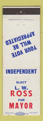Matchbook Cover - LW Ross For Mayor Election
