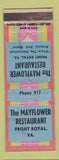 Matchbook Cover - Mayflower Restaurant Front Royal VA WEAR