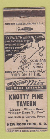 Matchbook Cover - Knotty Pine Tavern New Rockford ND WEAR