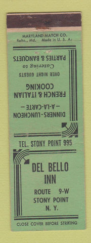 Matchbook Cover - Del Bello Inn Stony Point NY
