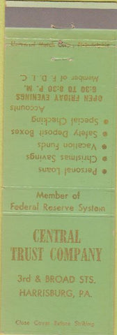 Matchbook Cover - Central Trust Co Harrisburg PA