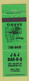 Matchbook Cover - J&J BBQ Bradenton FL