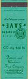 Matchbook Cover - Farmers Merchants Trust Co Chambersburg PA