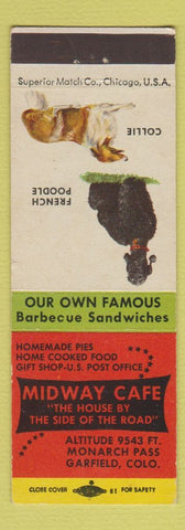 Matchbook Cover - Midway Cafe Garfield Colorado BBQ