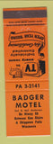 Matchbook Cover - Badger Motel between Eau Claire Chippewa Falls WI