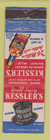 Matchbook Cover - Kessler's Whiskey Lawrenceburg IN WEAR