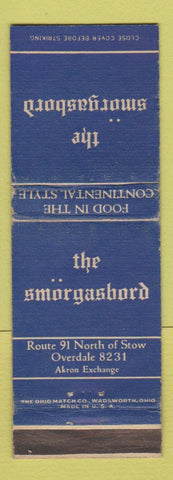 Matchbook Cover - The Smorgasbord Restaurant Stow OH