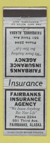 Matchbook Cover - Fairbanks Insurance Agency AK