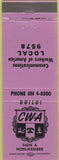 Matchbook Cover - Communications Workers Union