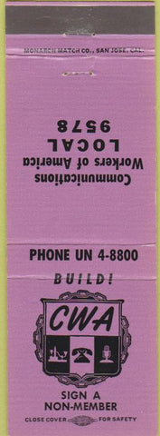 Matchbook Cover - Communications Workers Union