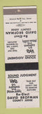 Matchbook Cover - David Brofman County Judge