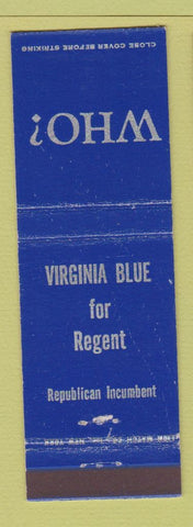 Matchbook Cover - Virginia Blue for Regent Republican