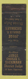 Matchbook Cover - Judge Charles Sackmann Election WORN