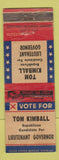 Matchbook Cover - Tom Kimball Lieutenant Governor Election