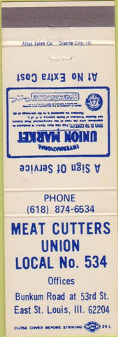 Matchbook Cover - Meat Cutters Union East St Louis IL