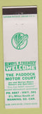 Matchbook Cover - Paddock Motor Court Manning SD