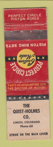 Matchbook Cover - Perfect Circle Piston Rings Quist Holmes Limon Colorado WEAR