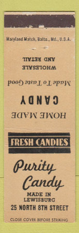 Matchbook Cover - Purity Candy Lewisburg PA?