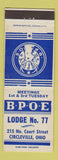 Matchbook Cover - Elks Lodge Circleville OH