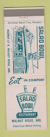 Matchbook Cover - Salad Bowl Restaurant Walnut Ridge AR
