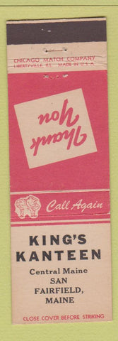 Matchbook Cover - King's Kanteen Fairfield ME