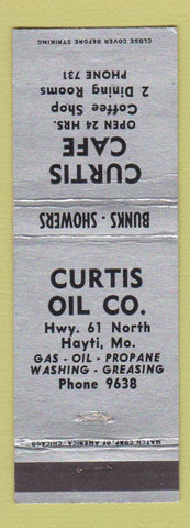 Matchbook Cover - Curtis Cafe oil gas Hayti MO WEAR