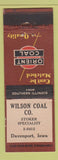 Matchbook Cover - Wilson Coal Orient Davenport IA